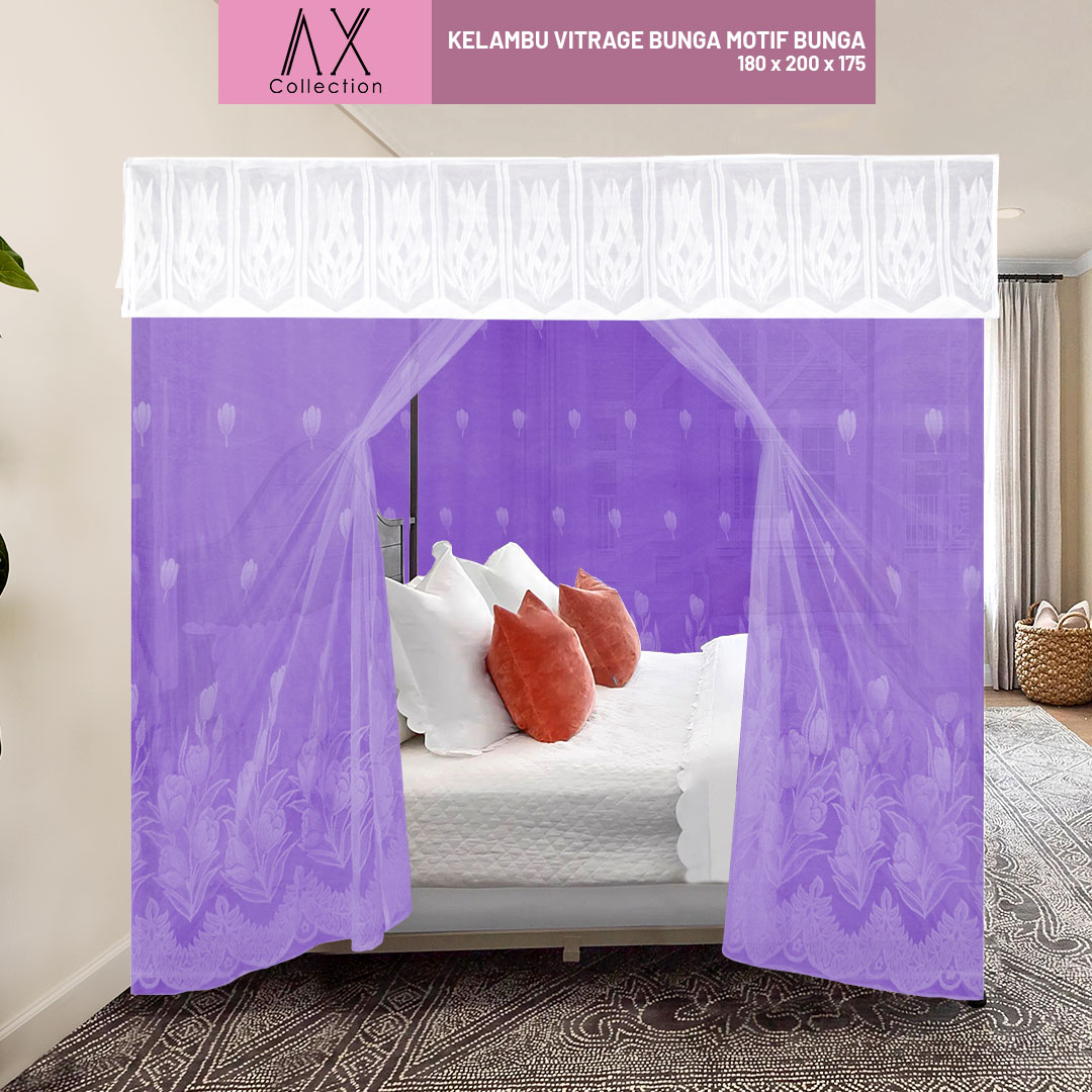 Kelambu Tidur Persegi Motif Weoliny Dengan Poni Cantik