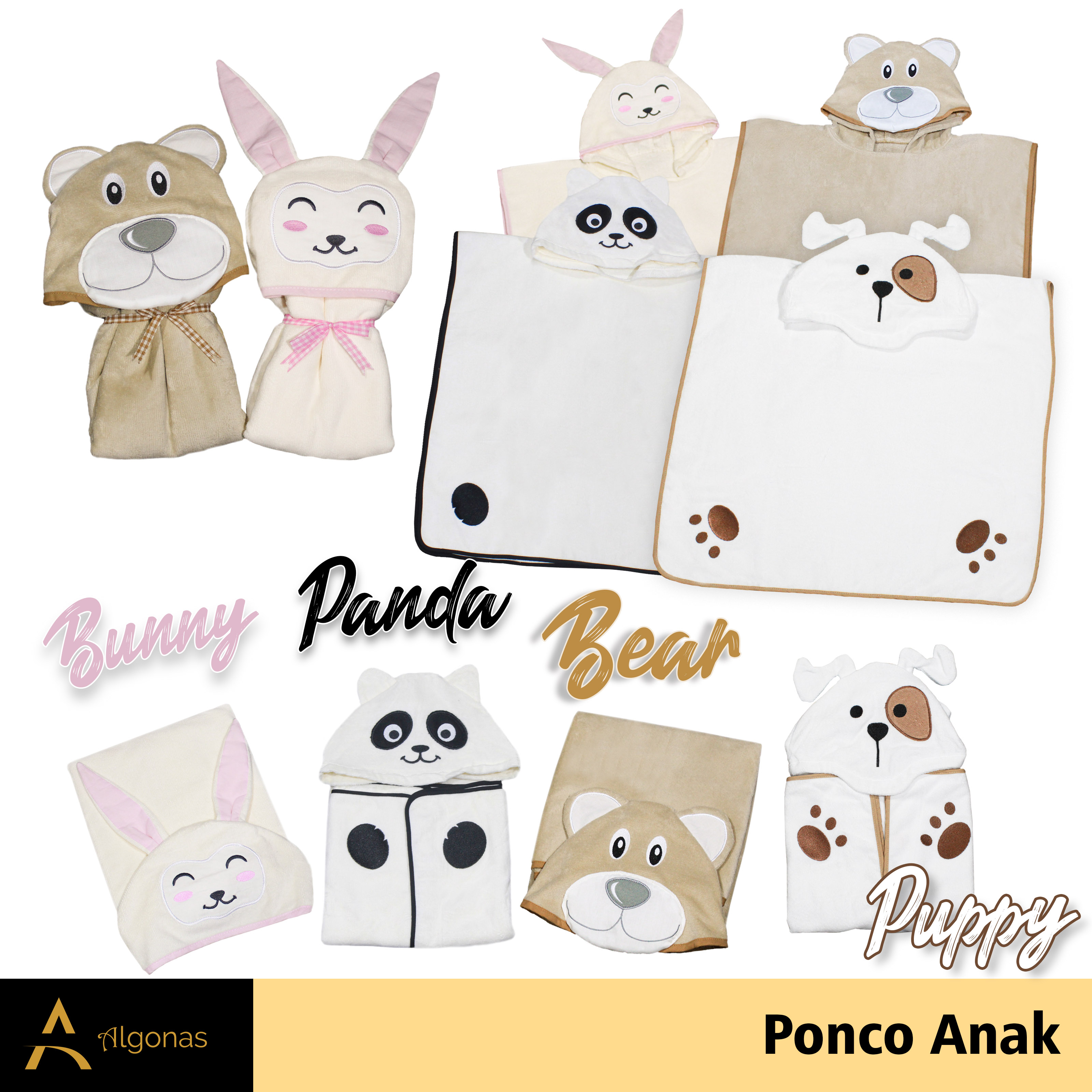 Handuk Ponco Anak Karakter Lucu Nyaman di kulit Dengan Daya Serap Tinggi