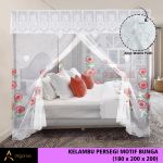 Kelambu Tidur Persegi Print Bunga Anti Nyamuk King Size No.1
