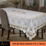 Taplak Meja Makan Persegi Panjang Motif Pilar Warna Cream (135X180)
