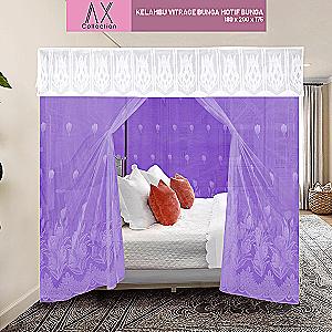 Kelambu Tidur Persegi Motif Weoliny Dengan Poni Cantik