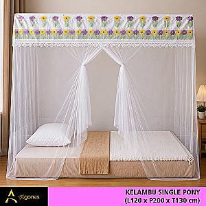 Kelambu Single Poni Motif Bunga Matahari 120x200x130